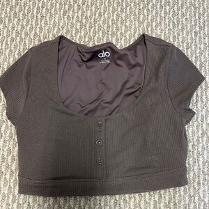 ALO Yoga Brown Blissful Henley bra, sized small